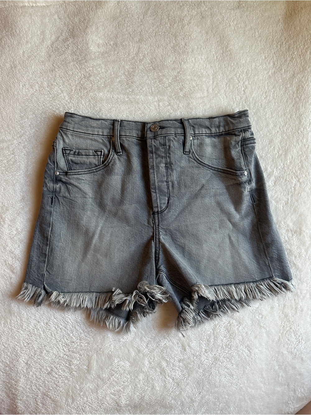 Black Orchid Frayed Hem Grey Denim Women's Shorts